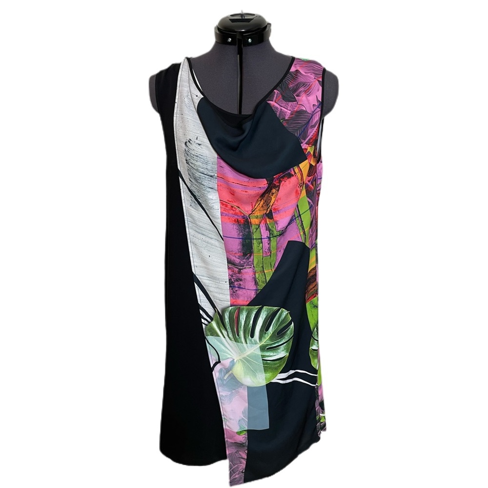 Clover Canyon Leaf Print Asymmetric Sash Dress